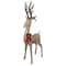 74" LED Lighted Champagne Deer with Red Bow Outdoor Christmas Decoration